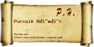Purcsik Hümér névjegykártya